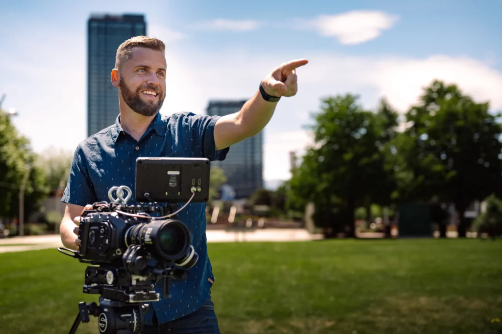 curtis allen of distill media direction broll outside a Kelowna park