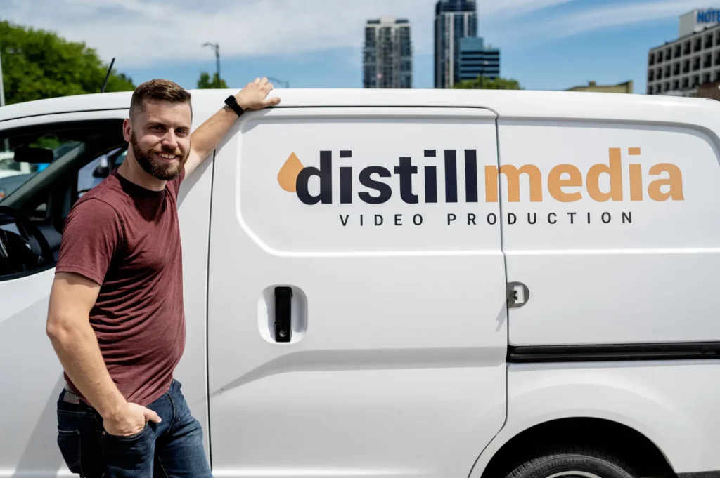 Distill Media founder Curtis Allen uses his video production van to transport videography gear to client's locations throughout British Columbia